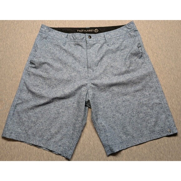 Free Planet Light Blue Print Shorts Size 36 inches 9 Inch Inseam - Picture 1 of 8